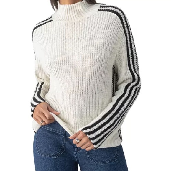 Santuary Sweaters - NWT Sporty Striped Mock Neck Sweater